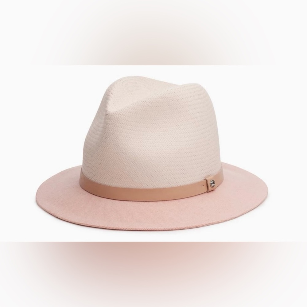 rag & bone Two-Tone Cream and Pink Fedora with Tan Band